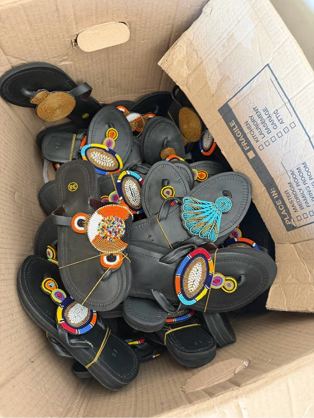 Wholesale Lot: About 68 Genuine-Leather Maasai Sandals